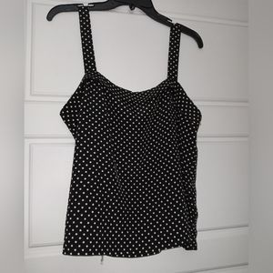 Kasper black and white polka dot sleeveless blouse Plus size 16